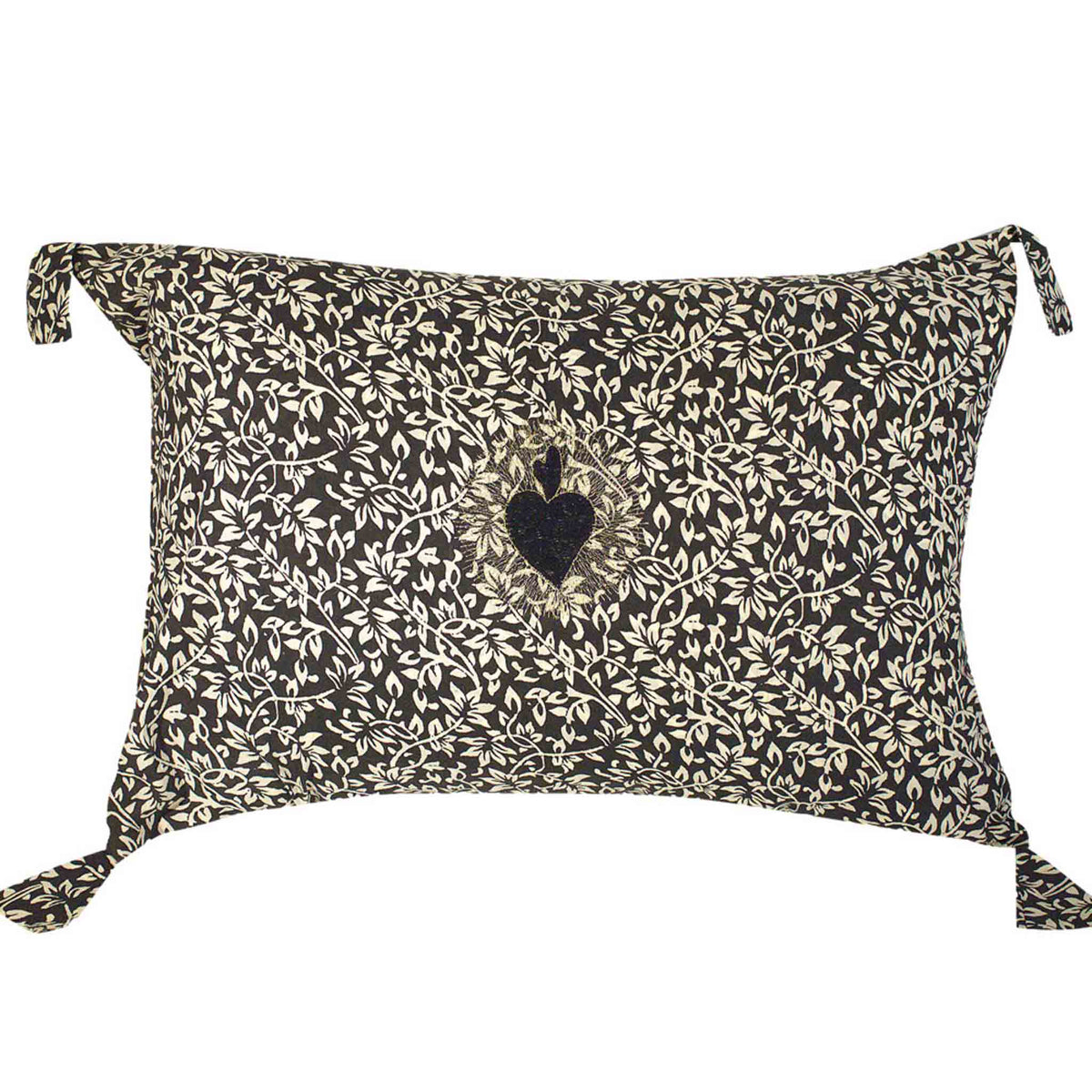 Coussin 40 x 60 cm en coton imprimé, motif rameau sur fond vieil or — Boncoeurs, George Genève