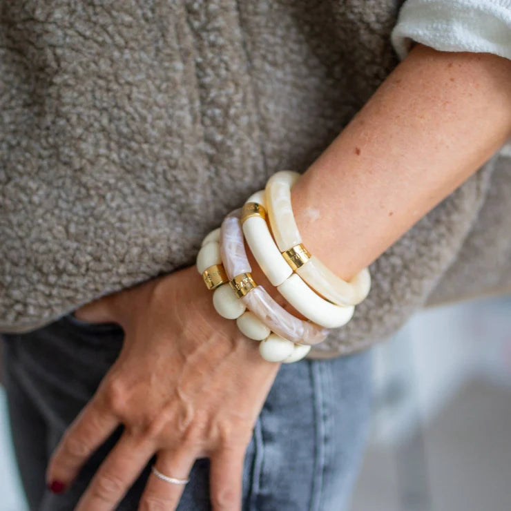 Bracelet Crème Mono 1 – vue 2 – PARABAYA | George Genève