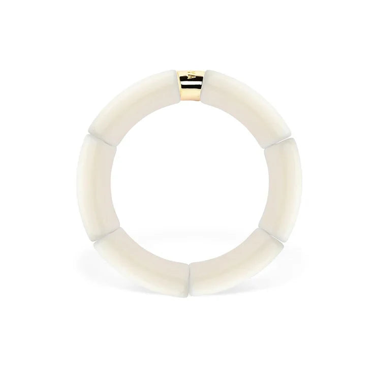 Bracelet Crème Mono modèle 2 en perles de résine et acier doré — Parabaya, George Genève