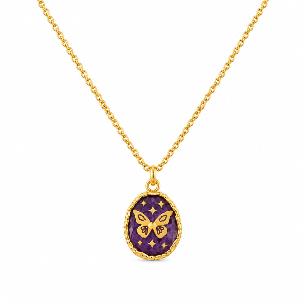 JILL MAKES - Collier Pendentif Papillon en Améthyste