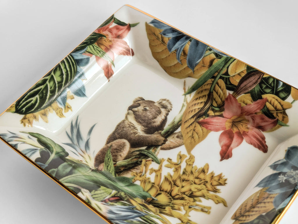 Vide-poche Animalia en porcelaine, fleurs tropicales et animaux – Grand Tour, Vito Nesta