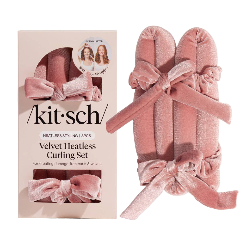 KITSCH - Ensemble de Bouclage Sans Chaleur en Velours Terracotta
