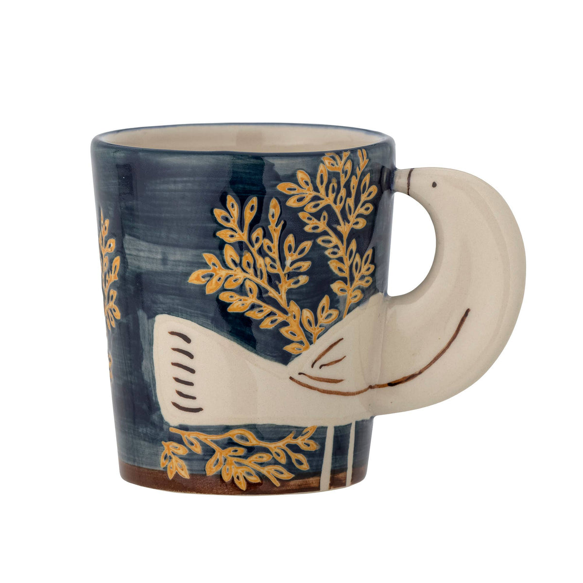 Tasse Hezha bleue en grès, motif d'oiseau en relief — Bloomingville, George Genève