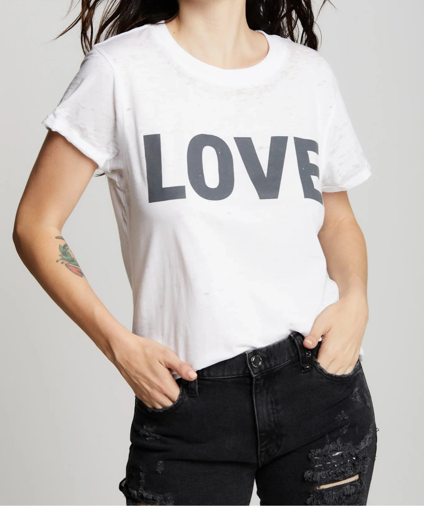 T-shirt blanc Love – vue 2 – RECYCLED KARMA | George Genève