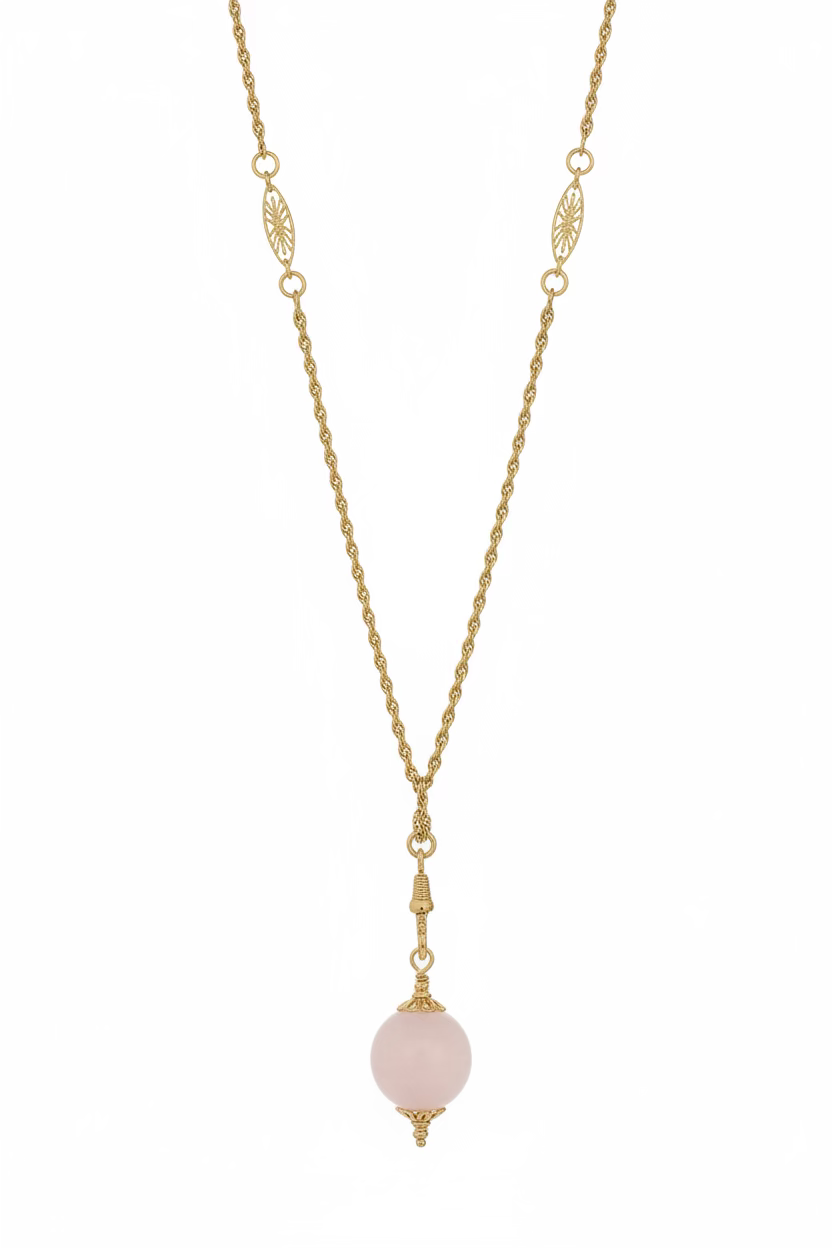 Sautoir Boule Quartz Rose – VIRGINIE BERMAN | George Genève