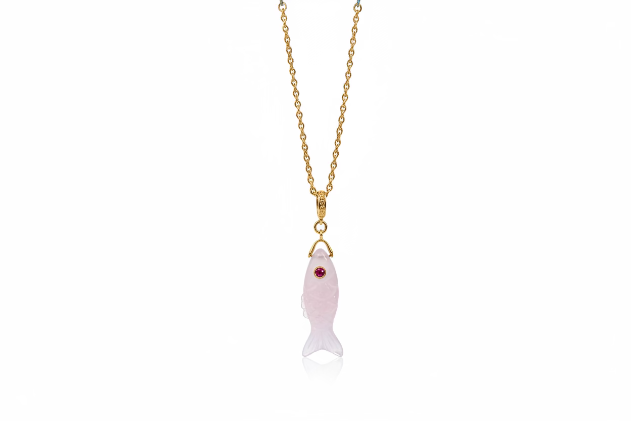 Sautoir Poisson Quartz Rose – VIRGINIE BERMAN | George Genève