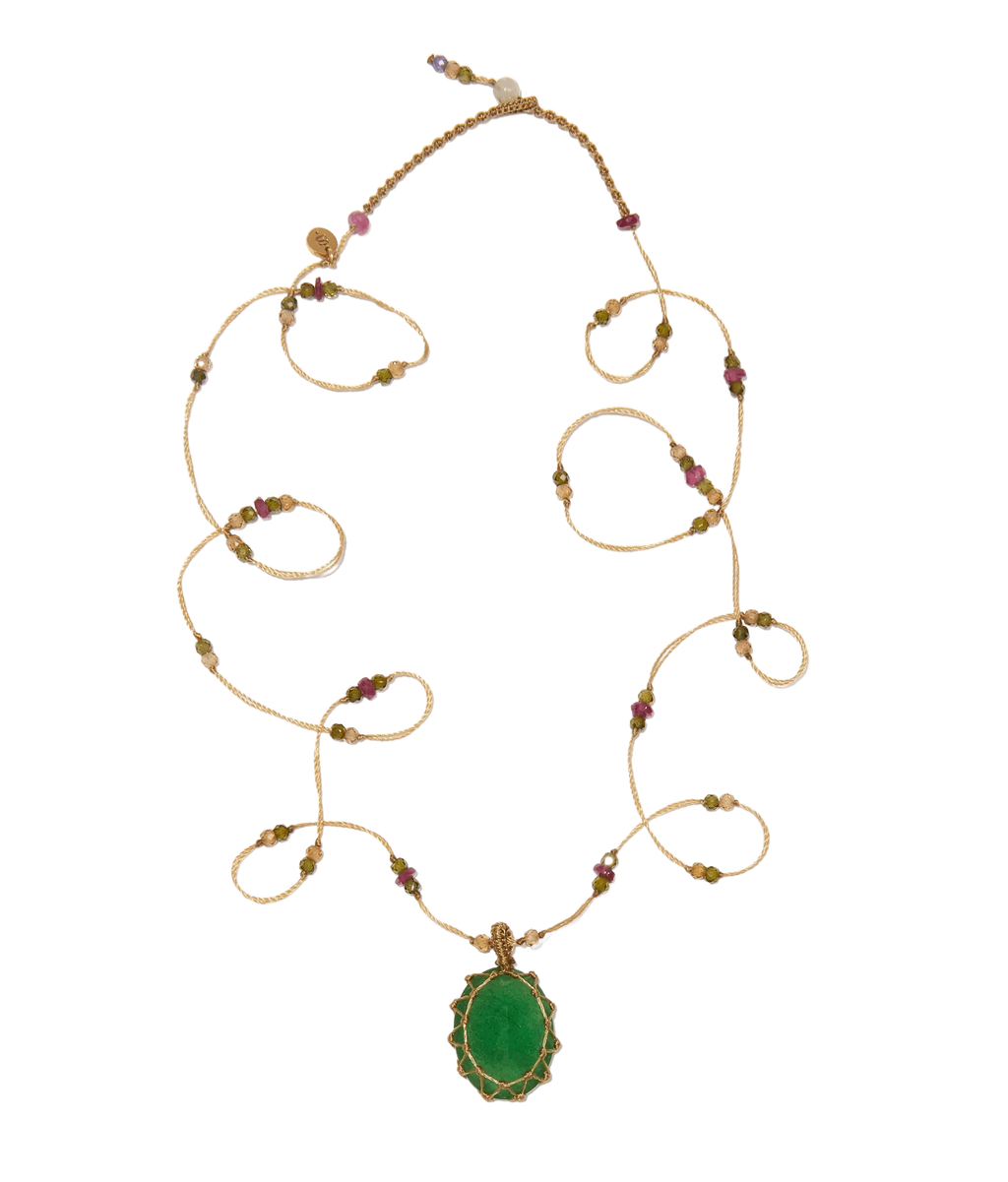 Sautoir Tibétain Long - Strawbery Quartz Green – SHARING | George Genève