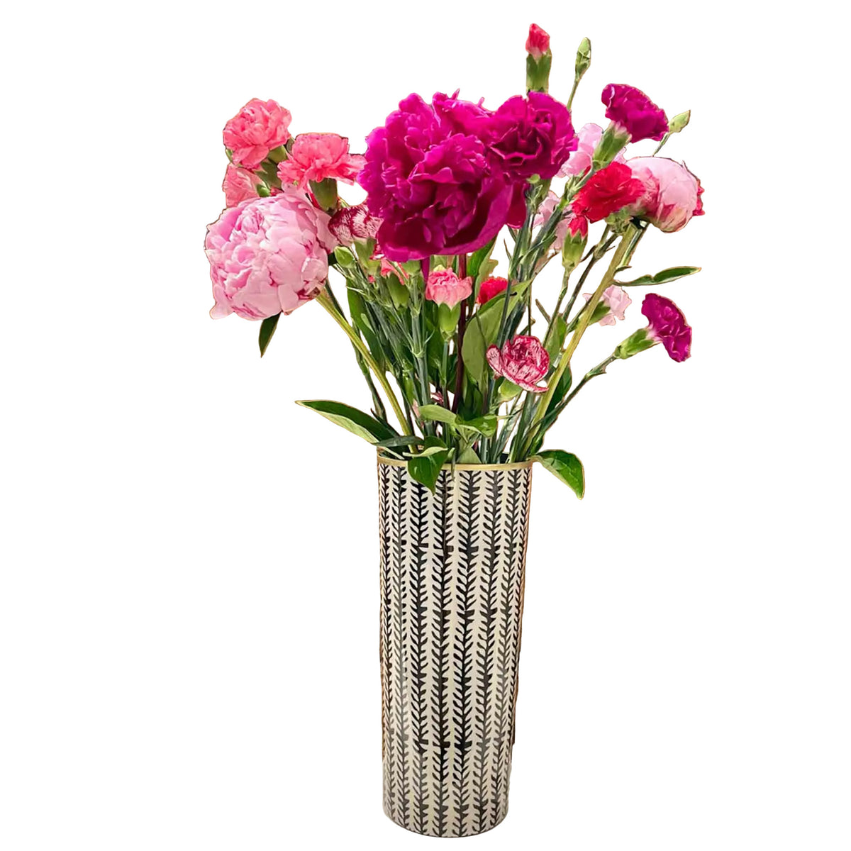 Vase de 26 cm en fer émaillé à motif épine, bordure dorée peinte à la main — Boncoeurs, George Genève
